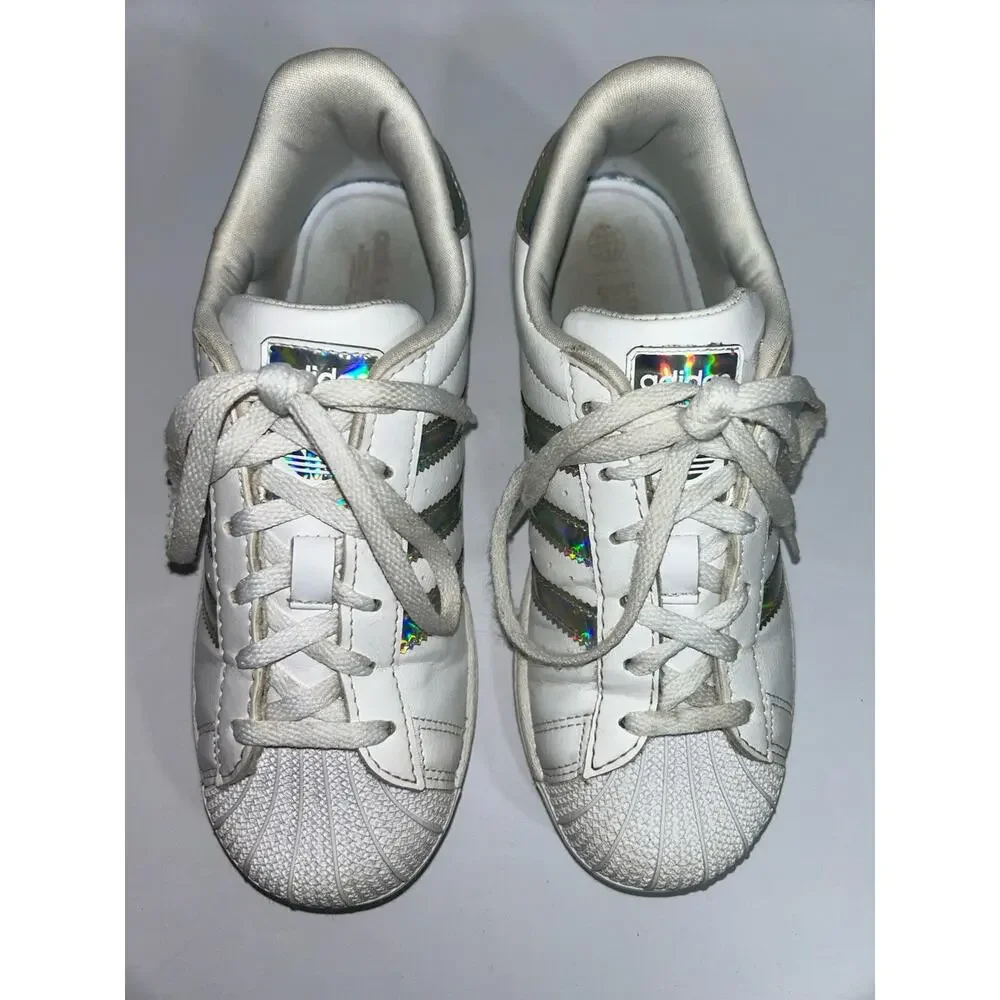 Adidas Superstar Little Kids’ White Iridescent IG0239 Sneakers Size 2 US Kids